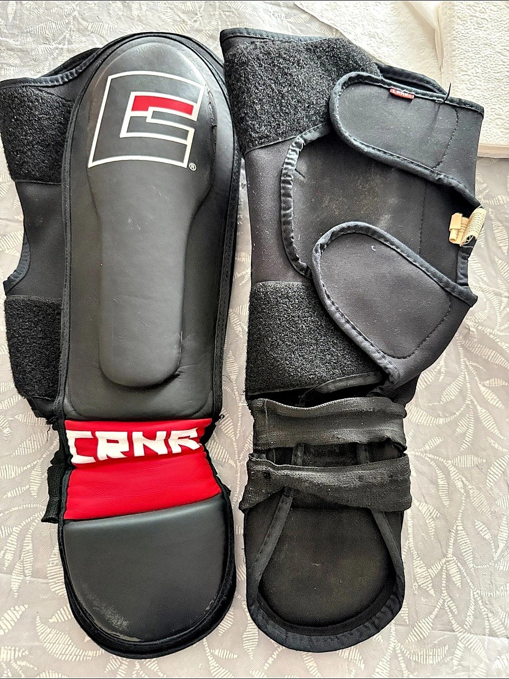 Combat Corner Professional Spar Shin Guards Black & Red